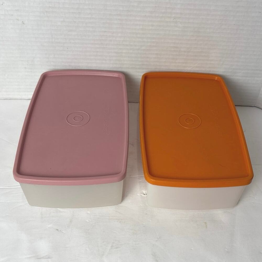 Vintage Tupperware Pac N Store Rectangle Sheer Container 713-14 713 Lot of 2